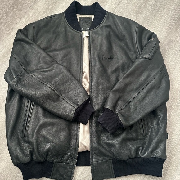 Sean John leather men coat Size:XLFull zip unique, Old money